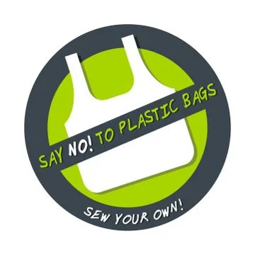 Pollution problem concept Say no to plastic bag. Sew your own Stock Illustration