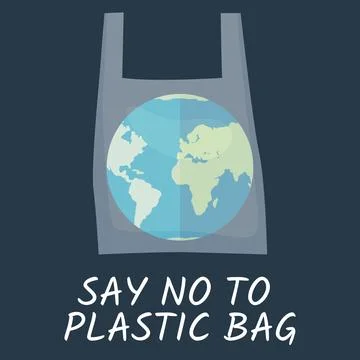 Pollution problem. Say no to plastic bag. Banner calling for stop using Stock Illustration
