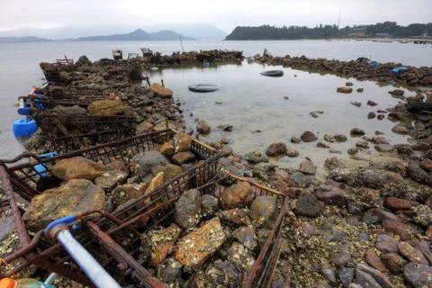 Pollution in seaside Stock Photos