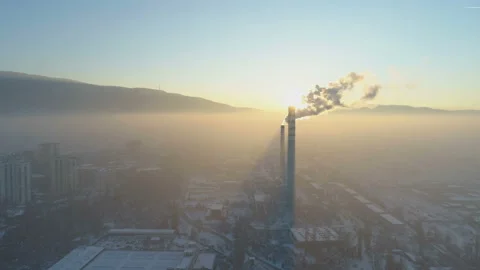 Pollution in Sofia aerial drone view Video stock 144210710