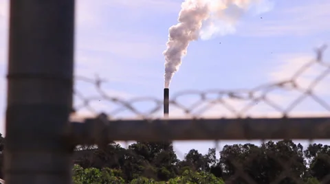 Pollution through barbed wire - steady cam Stock Footage 39566117