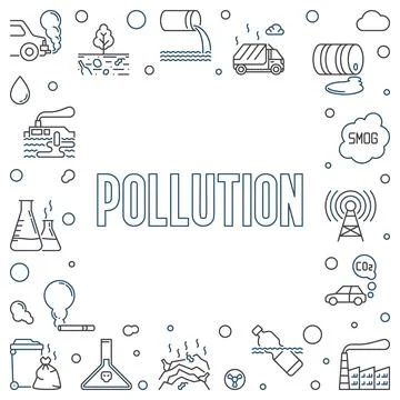 Pollution vector concept minimal linear Frame or Background Illustrazione stock
