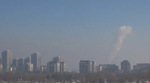 Pollution, warming effect globale.Pollution in town. Video stock 20625902