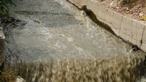 Pollution on water surface Stock Footage 139053086