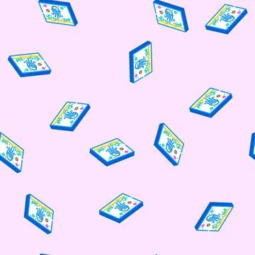 Pollution wildlife microplastic isometric icon seamless pattern 스톡 일러스트