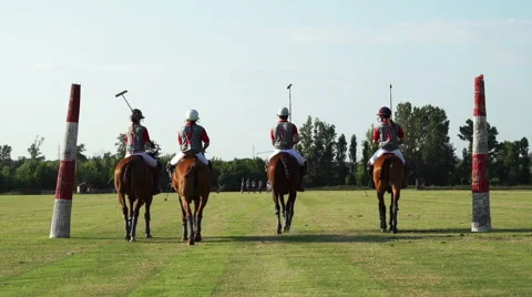 Polo challenge, Jockeys in training. Slight slow motion. N Stock Footage 64639061