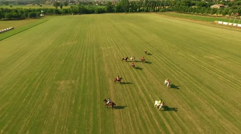 Polo challenge. Slight slow motion. N Aerial shot Stock-Footage 64619815