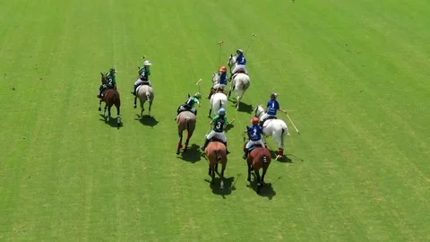 Polo game aerial view Stock Footage 143331003