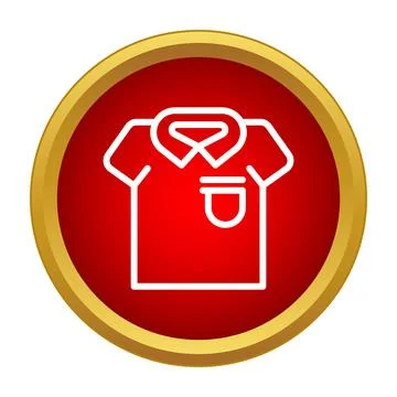 Polo shirt outline icon red gold circle Stockillustratie