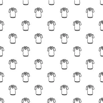 Polo shirts seamless pattern black and white outline Illustrazione stock