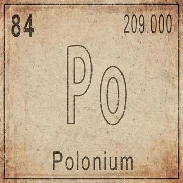 Polonium Element Card from Periodic Table on Vintage Old Paper Stock Illustration