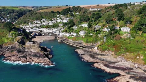 Polperro in Cornwal from drone Stock Footage 286311930