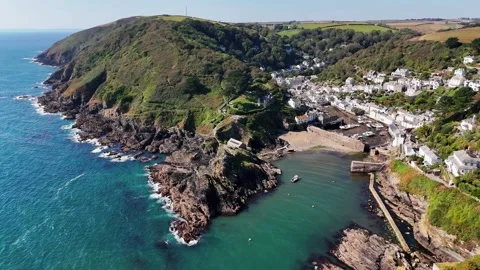 Polperro in Cornwall from drone Stock Footage 286312795