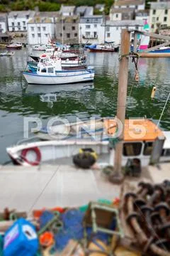Polperro fishing village harbor Stock Photos