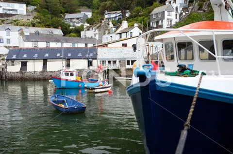 Polperro fishing village harbor Stock Photos