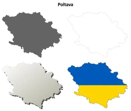 Poltava blank outline map set Stock Illustration