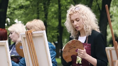 Poltava, Ukraine - may 2019: A group of women of different ages are learning to Stock Footage 107434553