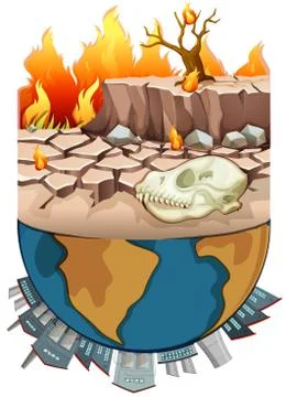 Polution on earth and drought Illustrazione stock