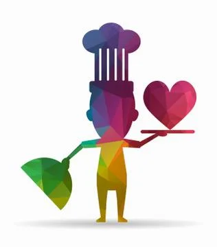 Poly icon chef and love イラスト素材
