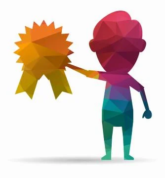 Poly icon man champion Stock Illustration