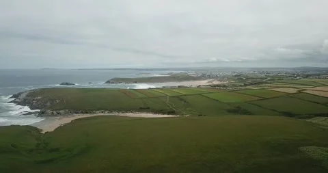 Poly Joke Beach - Newquay -  Drone Stock Footage 156189593