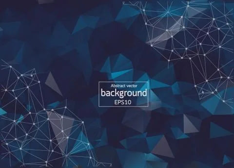 Poly polygon dark blue backgrounds fabricate with connecting points and lines 스톡 일러스트