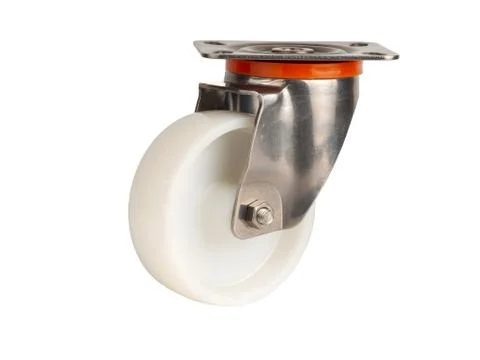 Polyamide wheel in a metal bracket Stock Photos