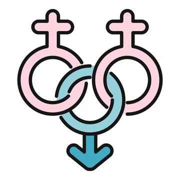 Polyamorous relationship symbol showing multiple gender connections Stock-Illustration