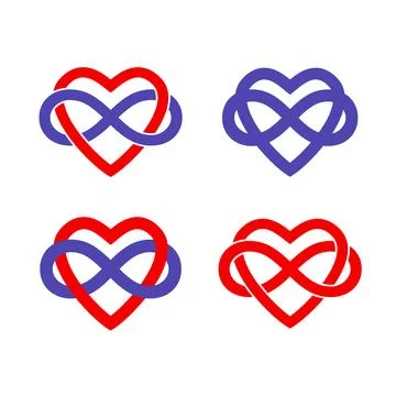 Polyamory Concept Sign Banner. Vector Infinity Heart Shape Stock Illustration