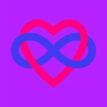 Polyamory Concept Sign Banner. Vector Infinity Heart Shape Ilustração Stock