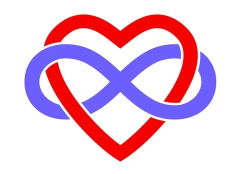 Polyamory Concept Sign Banner. Vector Infinity Heart Shape Isolated Stock Illustration
