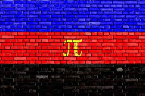 Polyamory flag painted on brick wall Stock Photos