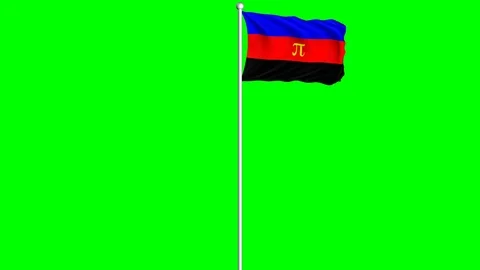 Polyamory Flag Waving Fluttering on Wind Loopable Green Blue Screen Matte Stock Footage 77720034