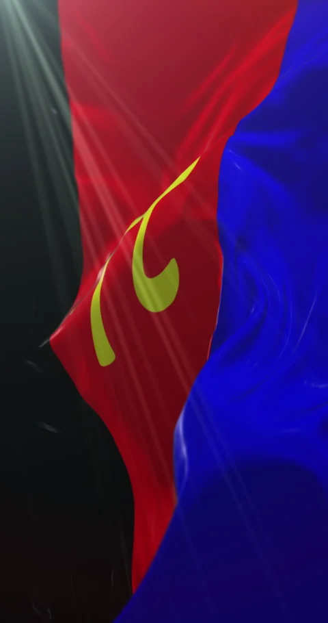 Polyamory pride flag waving at wind. Loop. 4K Vertical Stock Footage 306968851