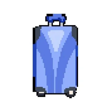 Polycarbonate hard shell suitcase pixel art vector illustration Stock Illustration