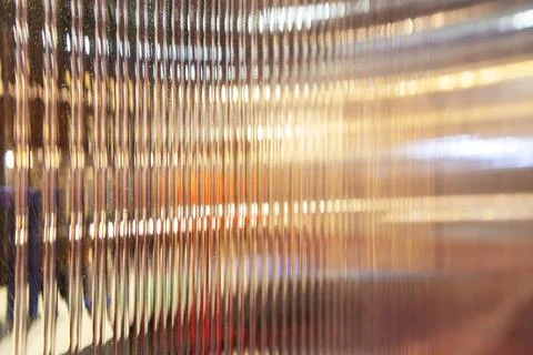 Polycarbonate sheets with colorful light reflection are used in interior desi Stock Photos
