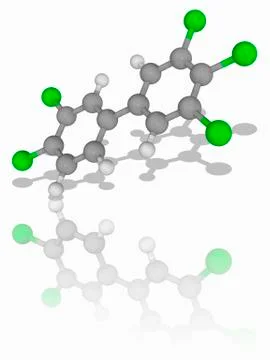 Polychlorinated biphenyl (PCB 126) molecule Stock Illustration