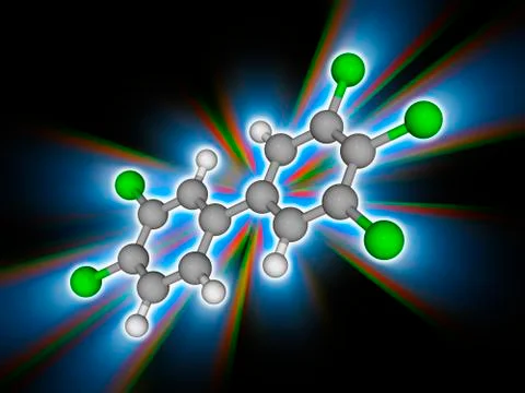 Polychlorinated biphenyl (PCB 126) molecule Stock Illustration