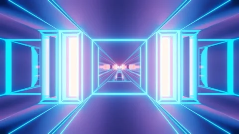 The polychromatic lining of space corridor 4k uhd 3d rendering vj loop Stock Footage 160523206