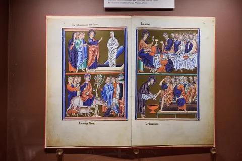 Polychrome codex inside the Yuso monastery Stock-Fotos