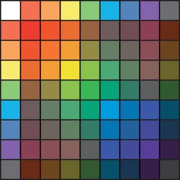 Polychrome Multicolor Spectral Rainbow Grid of 9x9 segments. Stock Illustration
