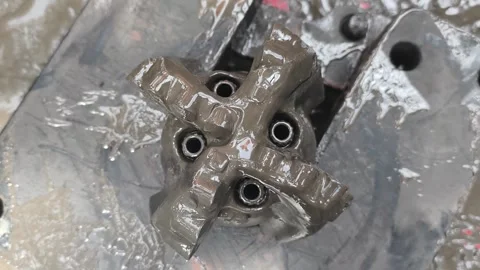 Polycrystalline Diamond Compact (PDC) drilling bit Stock Footage 323422610