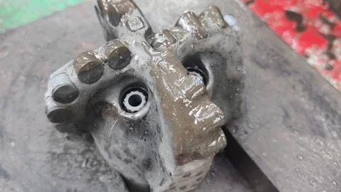 Polycrystalline Diamond Compact (PDC) drilling bit Video stock 323422806
