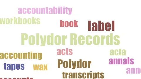 Polydor Records Tag Cloud Animated On White Background Stock Footage 103098261