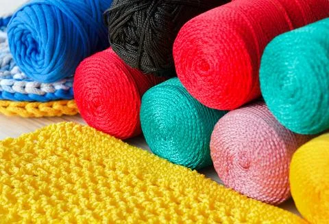 Polyester cords in rolls. Stock Photos