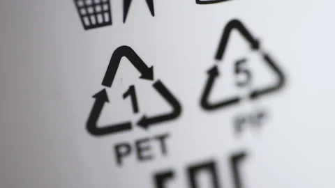 Polyethylene and polypropylene sign on packaging Spbd. easy to recycle. macro Stock-Footage 136346140
