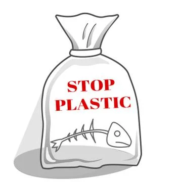 Polyethylene pack with dead fish in the middle 스톡 일러스트