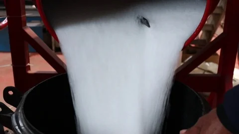 Polyethylene plastic particles container Stock Footage 72469530