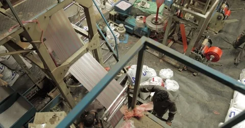 Polyethylene For Process Production Of Plastic Bags Stock Footage 61387818