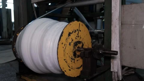 Polyethylene production process. Modern factory for the production of Bags... Stock Footage 306144869
